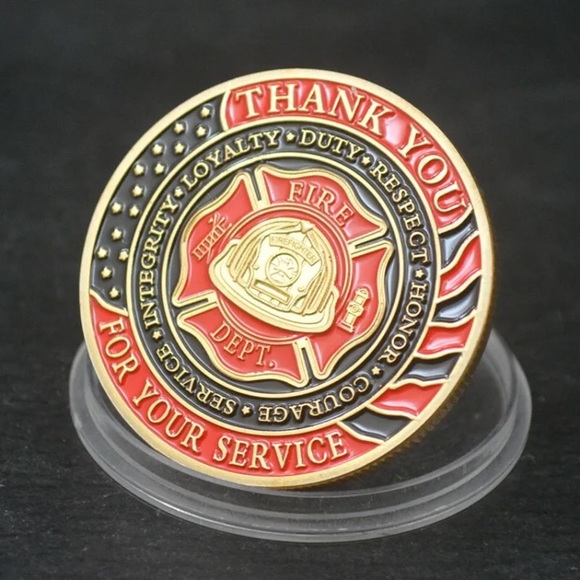 Fire Fighter Challenge Coin Bronze Tone - Picture 4 of 5
